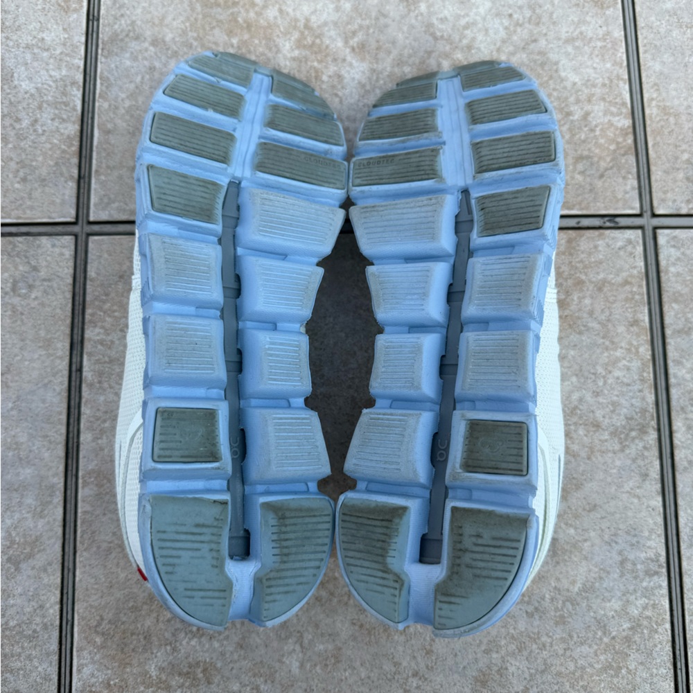 On Running White and Light Blue Athletic Shoes - Picture 13 of 14